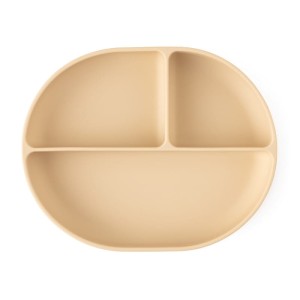 Talerzyk silikonowy z przegródkami i przyssawką Owalny Take&Match Desert Sand, Petite&Mars