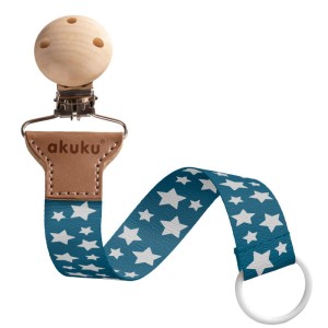 Zawieszka tasiemka do smoczka Gwiazdki Srebrne, Akuku