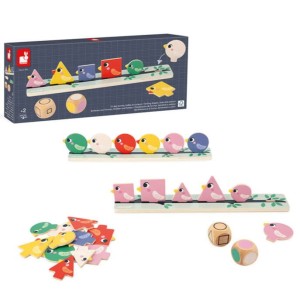 Układanka edukacyjna Sortowanie kształtów, kolorów i rozmiarów Ptaszki 2+, Janod