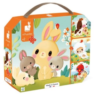 Puzzle progresywne w walizce Zwierzątka na Farmie 2+, Janod