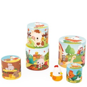 Kartonowa piramida do układania Wieża Farma i Kurka 12 m+, Janod