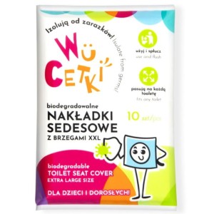 WuCetki jednorazowe papierowe nakładki na toaletę z brzegami XXL dla dzieci i dorosłych 10 szt.
