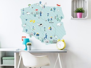 Mapa Polski miętowa - naklejka na ścianę, Pastelowe Love
