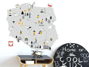 Mapa Polski szara - naklejka na ścianę, Pastelowe Love