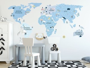 Mapa Świata ice cold - naklejka na ścianę, Pastelowe Love