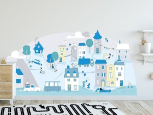 Miasteczko miętowe - naklejka na ścianę, Pastelowe Love