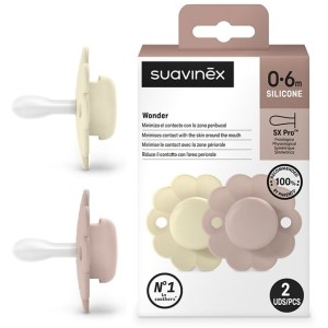 Smoczek fizjologiczny SX Pro 2-PACK WONDER Whitecap Grey + Pale Mauve 0-6 m, Suavinex