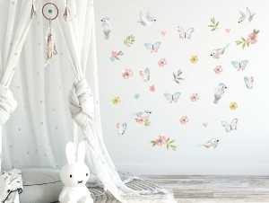 Ptaszki brązowe - naklejka na ścianę, Pastelowe Love