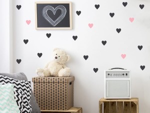 Wzór Serduszka małe - naklejka na ścianę, Pastelowe Love
