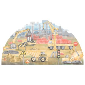 Naklejka na ścianę półokrągła - Budowa Żółta, Pastelowe Love