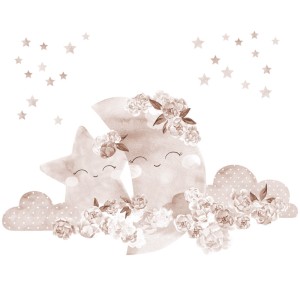 Naklejka na ścianę - Księżyc Boho, Pastelowe Love