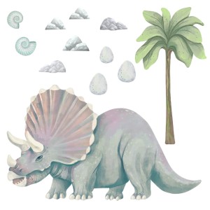 Naklejki na ścianę - Dinozaur Triceratops XXL, Pastelowe Love
