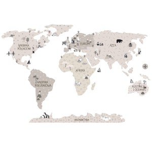 Mapa Świata beżowa - naklejka na ścianę, Pastelowe Love