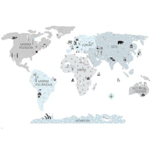 Mapa Świata eco - naklejka na ścianę, Pastelowe Love
