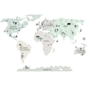 Mapa Świata Tropic Sand - naklejka na ścianę, Pastelowe Love