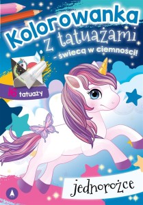 Kolorowanka z tatuażami świecącymi w ciemności Jednorożce
