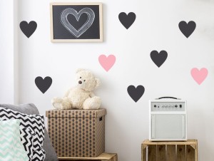 Wzór Serduszka duże - naklejka na ścianę, Pastelowe Love