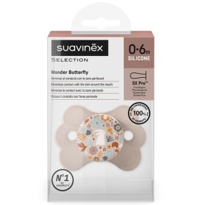 Smoczek fizjologiczny silikonowy SX Pro 0-6 m MOTYLEK RÓŻOWY LIBERTY WONDERLAND, Suavinex