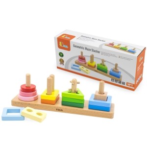 Drewniana układanka na palikach - sorter kształtów figury geometryczne, Viga