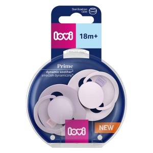 Smoczek silikonowy dynamiczny LOVI PRIME 18m+ 2 szt. Lilac/Violet