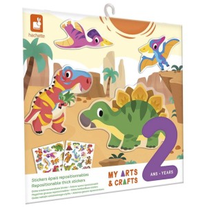 Zestaw kreatywny Grube Naklejki Wielokrotnego Użytku My arts & crafts DINOZAURY 2+, Janod