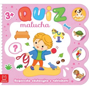 Quiz malucha z pieskiem - książeczka edukacyjna z naklejkami 3+, Aksjomat