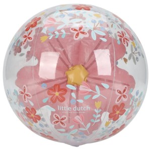 Piłka plażowa dmuchana 3D z kwiatem Pink Flowers 35 cm, Little Dutch