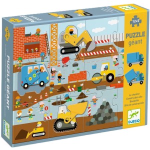 Puzzle kartonowe gigant PLAC BUDOWY z ruchomymi elementami, Djeco