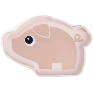 Silikonowy talerzyk z przyssawką Stick&Stay Świnka Pigee Powder, Done By Deer