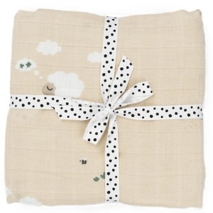 Otulacz z bawełny organicznej 120x120 cm Tiny Farm Sand, Done By Deer