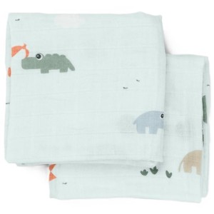 Pieluszki 2 sztuki z bawełny organicznej 65x65cm Playground Blue, Done By Deer 