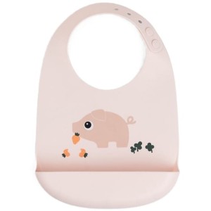 Śliniak silikonowy z kieszonką Tiny Farmer Świnka Pigee Powder 6m+, Done By Deer