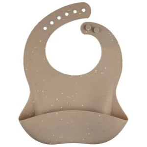 Śliniak silikonowy z kieszonką - Dots Beżowy, Canpol Babies