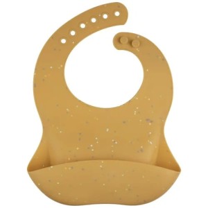 Śliniak silikonowy z kieszonką - Dots Żółty, Canpol Babies
