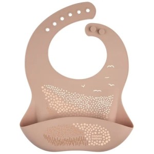 Śliniak silikonowy z kieszonką - Mountains beżowy, Canpol Babies