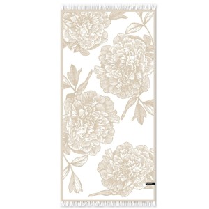 Lekki ręcznik bambusowy 75x150 SMARTTOWEL z frędzlami Peonie Beż, Texpol