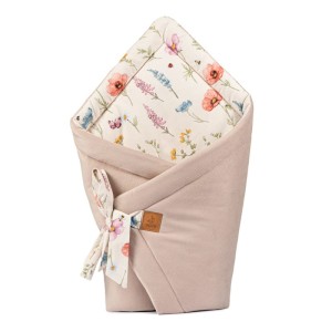 Rożek bawełniany niemowlęcy Łąka + velvet beżowy, Lepre