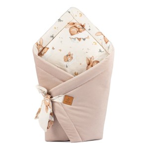 Rożek bambusowy Zajączki + velvet beżowy, Lepre