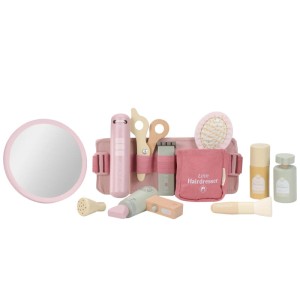 Drewniany zestaw fryzjerski Różowy, Little Dutch