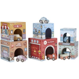 Kartonowa wieża do układania z autkami, Little Dutch