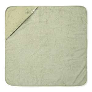 Little Dutch Bawełniany ręcznik z kapturem Pure Sage 75 x 75 cm