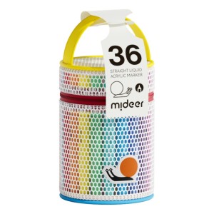 Markery akrylowe płynne z pędzelkową końcówką w tubie (36 kolorów), Mideer