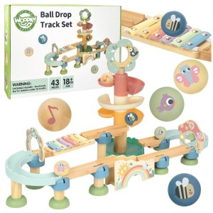 Drewniany  muzyczny tor dla kulek z kulodromem Zwierzątka, Woopie