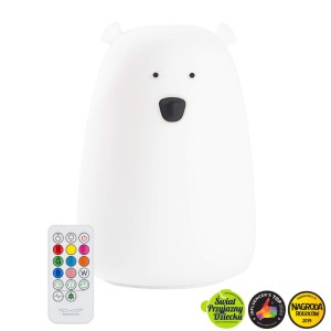 Lampka silikonowa z pilotem Biała - Miś Duży, Rabbit & Friends