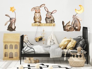Zajączki - naklejka na ścianę, Pastelowe Love