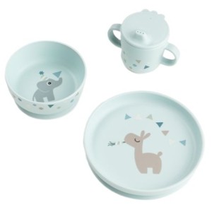 Zestaw obiadowy naczyń z przyssawką Foodie Celebration Blue, Done By Deer