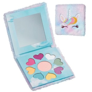 Paleta cieni do powiek z lusterkiem dla dzieci w puchatym etui Jednorożec, Souza