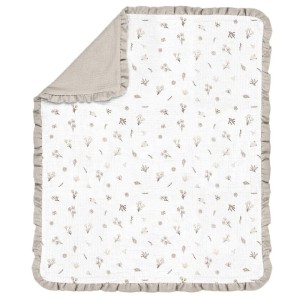 Kocyk muślinowy z falbanką Wild flowers 80x100, Albero Mio