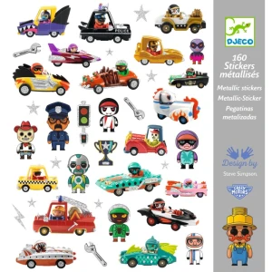 Zestaw metalicznych naklejek ŚWIAT CRAZY MOTORS 160 sztuk, Djeco