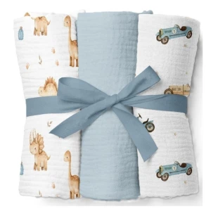 Pieluszki muślinowe 70x70 cm 3-pack NIEBIESKIE, Bocioland